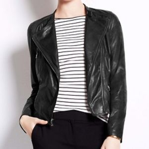 Black motto faux leather jacket